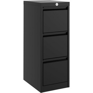 3-Drawer Metal File Cabinet with Lock, Heavy Duty Filing Cabinet for Letter/Legal/A4/F4 Documents, Vertical Storage Organizer for Home Office, Black - 1 of 4