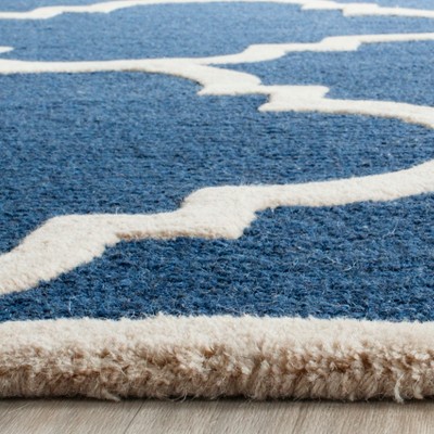 Navy and Ivory Square Hand-Tufted Wool Rug 6' x 6'
