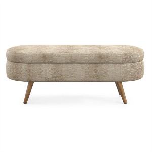 OUTSUPPLY Ottoman Oval Storage Bench with Rubber Wood Legs, Seat with Hidden Storage - 1 of 4