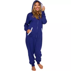 Silver Lilly Slim Fit Women's One Piece Pajama Union Suit - Blue, X-Large