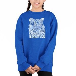 LA Pop Art Big Cats - Girl's Word Art Crewneck Sweatshirt - 1 of 3