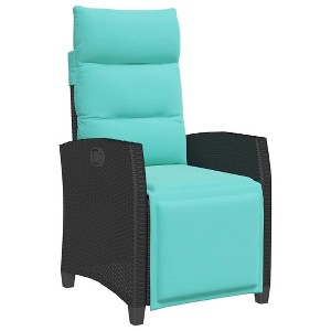 vidaXL Reclining Garden Chair Black Poly Rattan Standard - 1 of 4