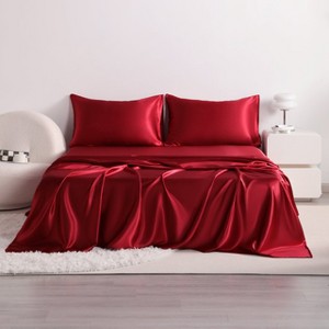 3/4 Pieces Satin Bed Sheet Set, Silky Cooling Soft Sheet Set - NTBAY - 1 of 4