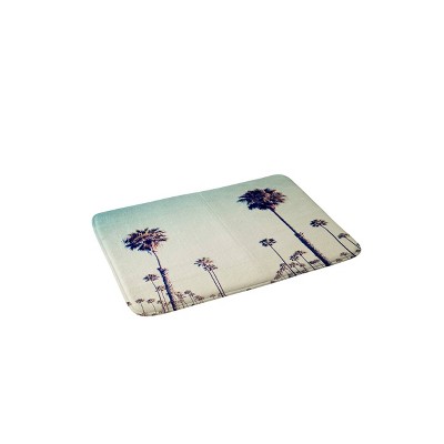 Bree Madden California Palm Trees Memory Foam Bath Mat White/Blue - Deny Designs