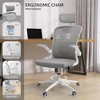 Sevobal Task And Office Chairs Ergonomic Office Chair With Headrest, Lumbar Support And Flip Up Arms, Adjustable Height, White, 24.6"*20"*49.2" - 2 of 4