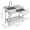 39" Commercial Stainless Steel Kitchen Sink Prep Counter, Freestanding Utility Sink with Faucet - 2 of 4
