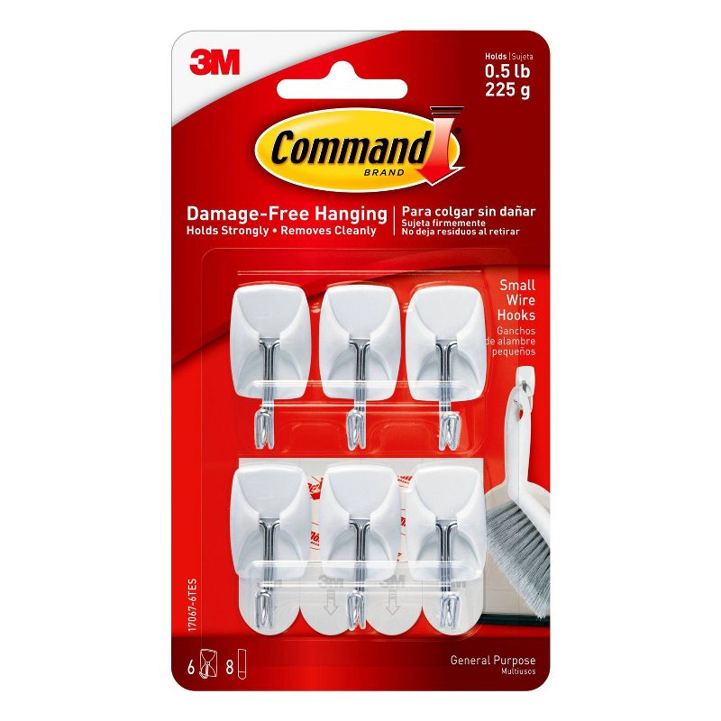Command Small Sized Wire Hooks White, 1 of 18