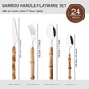 Aoibox 24-Piece Natural Bamboo Flatware Set with Stainless Steel Cutlery, Includes Knife, Fork, Spoon for Daily Use, Party, and Reusable Dining - 2 of 4