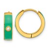 Chisel Stainless Steel Polished Yellow IP-plated with Green Enamel and Cubic Zirconia 5mm Hinged Hoop Earrings - 2 of 4