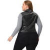 Agnes Orinda Women's Plus Size Leather Motorcycle Zip-Up Riding Biker Crop Vest Jacket - 4 of 4
