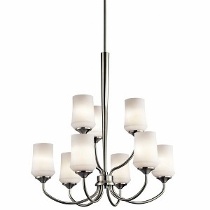 Aubrey 31.25" 9 Light 2 Tier Chandelier with Satin Etched Cased Opal in Brushed Nickel - 1 of 3