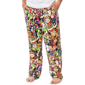 Nintendo Men's Super Mario Character Collage Soft Polyester Pajama Pants - 1 of 4