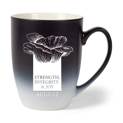 Elanze Designs Strength Integrity And Joy Two Toned Ombre Matte Black and White 12 ounce Ceramic Stoneware Coffee Cup Mug