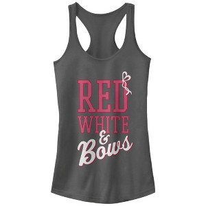 Juniors Womens CHIN UP 4th of July and Bows Racerback Tank Top - 1 of 3