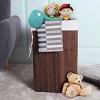 Costway Corner Bamboo Hamper Laundry Basket Washing Cloth Bin Storage Bag Lid Brown - 2 of 4