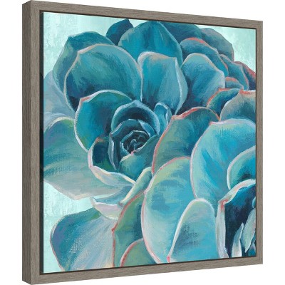 Large Blue and Green Succulent Canvas Print with Frame