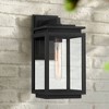 Possini Euro Design Atkins 14 1/4" High Modern Outdoor Wall Light Fixture Mount Porch House Weatherproof Matte Black Die Cast Metal Clear Glass Shade - 2 of 4