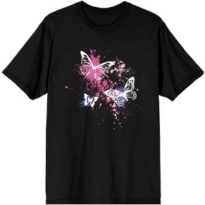 Celestial Tropics Pink Paint and Butterflies Men's Black T-Shirt - 1 of 3
