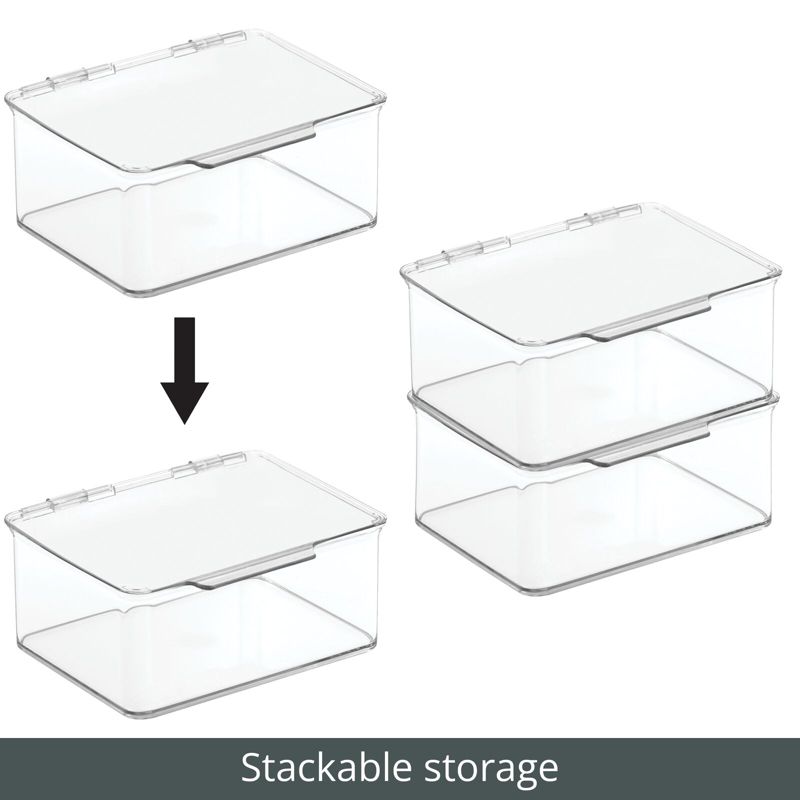 mDesign Tall Plastic Stackable Art/Craft Storage Bin, Hinged Lid, 5 of 10