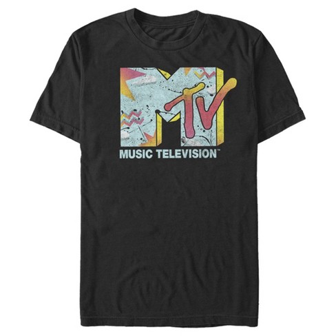 Men s MTV 80s Style Print Logo T Shirt Black Small