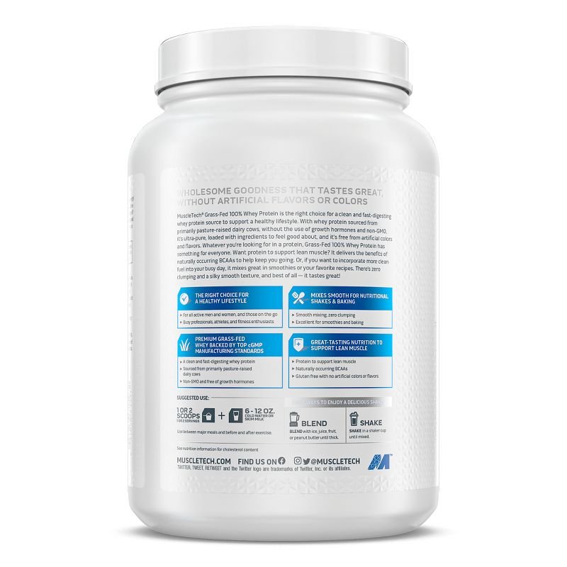 MuscleTech Grass Fed 100% Whey Protein Powder - Vanilla - 28.8oz, 2 of 5