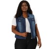 Agnes Orinda Women's Plus Size Trucker Zipper Front Sleeveless Sport Crop Denim Vests - 3 of 4