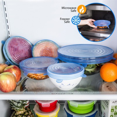 Blue Silicone Stretch Lids for Cans and Jars, Set of 3