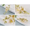 Anna-Kaci Elegant Cherry Blossom Flower Plant Brooch Lapel Pin Shell Pearl Leaf Brooches Pins For Birthday - 3 of 4