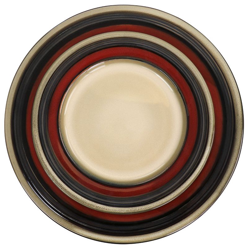 Gibson Elite Everston 12 Piece Stoneware Dinnerware Set in Red and Brown, 4 of 8
