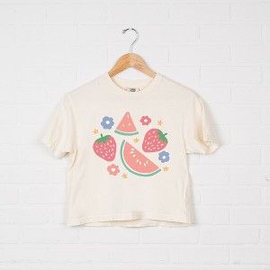 Simply Sage Market Women's Pastel Fruits Short Sleeve Relaxed Fit Cropped Graphic Tee - 1 of 3