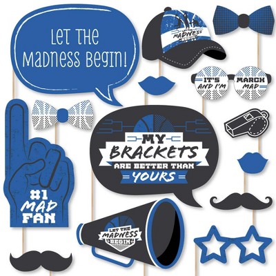 Big Dot of Happiness Blue Basketball - Let the Madness Begin - College Basketball Party Photo Booth Props Kit - 20 Count