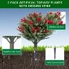Artificial Topiary Trees Set of 2, Topiary Trees with Metal Ground Spike for Winter and Fall,Christmas Topiary Tree Outdoor Front Porch Garden - 3 of 4