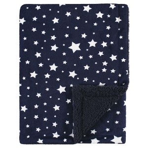 Hudson Baby Unisex Baby Plush Blanket, Navy Star, One Size - 1 of 2