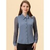 Allegra K Women's Button Down Sheer Sleeve Point Collar Work Tops - 2 of 4