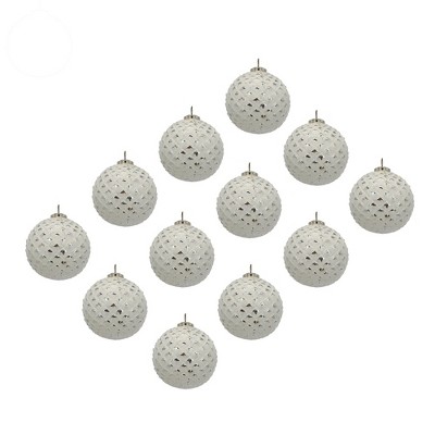 Whisen D3.9X4.3"H Christmas Ball Ornaments, Glass Decorative Hanging Ball Christmas Tree Ornaments, Set of 6