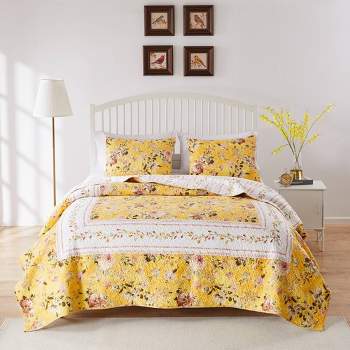 Greenland Home Fashions Finley Quilt Bedding Set Yellow