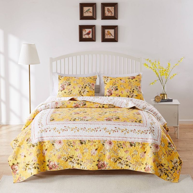 Greenland Home Fashions Finley Quilt Bedding Set Yellow, 1 of 6