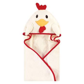 Hudson Baby Infant Unisex Cotton Animal Face Hooded Towel, Rooster, One Size