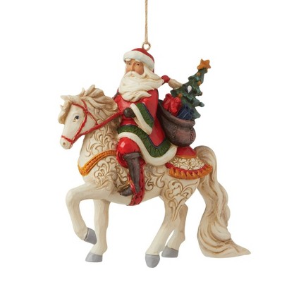 Jim Shore 4.0" Santa Riding White Horse Claus Ornament Christmas  -  Tree Ornaments