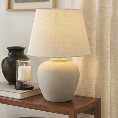 Nourison 20" Light Grey Ceramic Pot Table Lamp
