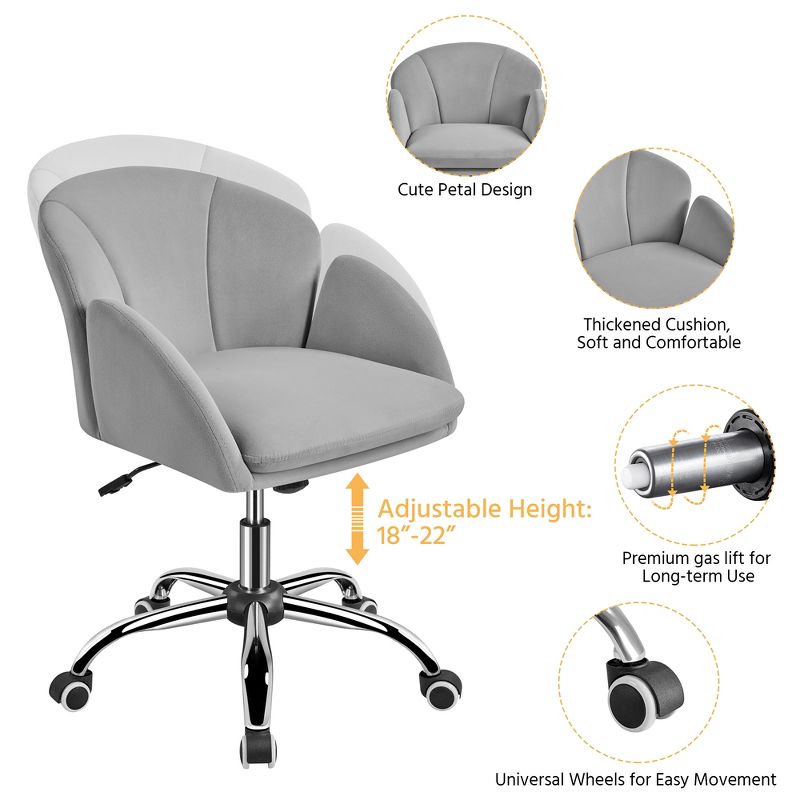 Yaheetech Modern Swivel Rolling Desk Chair with Armrests for Home Office, 4 of 9
