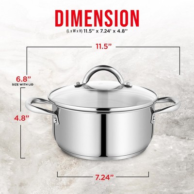Bakken-Swiss 3-Quart Stainless Steel Stockpot with Glass Lid