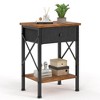 VECELO Modern X-Design Nightstand, End/Side Table with Fabric Drawer & Open Storage Shelves for Bedroom or Living Room - 3 of 4