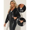 Allegra K Women's Casual Holographic Hooded Long Sleeve Zipper Metallic Jacket - 2 of 4