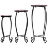 vidaXL Set of 3 Mosaic Garden Tables - Iron Tube with Ceramic Tile Top - Terracotta and White - 2 of 4