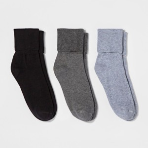 Women's Mary Jane Fold Over Cuff 3pk Crew Socks - A New Day™ Heather 4-10 - 1 of 2