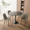 Gulches 5-Piece Round Dining Set for 4 - 31.5" Black MDF Table with Metal Tulip Base + 4 Suede Upholstered Chairs, Space-Saving Modern Design - 3 of 4