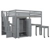 TIRAMISUBEST Twin/Full Size Loft Bed with Stairs, Bookshelf and Drawers, Wooden Loft Bedframe with Desk, Wardrobe & Storage Shelves - 4 of 4