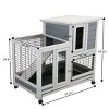 Wooden Rabbit Hutch with Run And Tray,Outdoor Bunny Cage for Small Animals,2 Tier Pet House with Lockable Doors–LAOTIES - 4 of 4