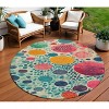 Teal Blue Pink And Orange Geometric Washable Indoor Outdoor Area Rug - 2 of 4